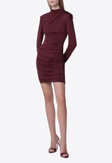 ROTATE Satin Ruched Mini Dress Burgundy 1161762694BCR2080/T_ROTAT-2694