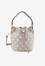 Tory Burch Small T Monogram Coated Canvas Bucket Bag Taupe 182854200_CHARCOAL_66335872