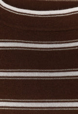 Brunello Cucinelli Striped Crewneck T-shirt Brown M14854100CTX08_Brown_60002043