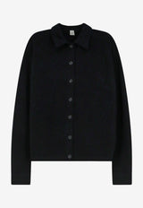 Toteme Cashmere Knit Polo Cardigan Black 243WRT0347YA0016001_BLACK_70027332