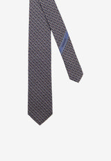 Ferragamo Interwoven Gancini Jacquard Silk-Tie Brown 351420794433MARRONE_Brown_67481141