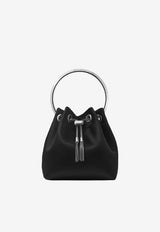 Jimmy Choo Bon Bon Satin Bucket Bag Black BONBONFUQBLACKSILVER_BLACKSILVER_67481154