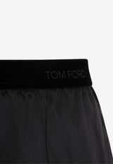 Logo Waistband Silk Pants