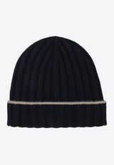 Brunello Cucinelli Ribbed Cashmere Beanie Navy M2240900WS/T_CUCIN-CU715