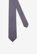 Ferragamo Interwoven Gancini Jacquard Silk-Tie Blue 351420794431BLUSCURO_BLUSCURO_67481192