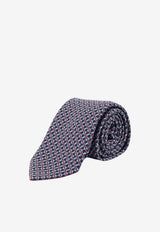 Ferragamo Interwoven Gancini Jacquard Silk-Tie Blue 351420794431BLUSCURO_BLUSCURO_67481192