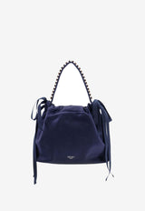 Jimmy Choo Rhinestone Embellished Satin Shoulder Bag Navy DRAWSTRINGMINITHKSIMARINESILVER_MARINESILVER_67481199
