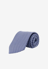 Ferragamo Geometric Print Silk Tie Blue 351445794583BLUSCURO_BLUSCURO_67481206