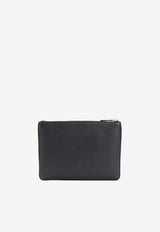 VLogo Grained Leather Zip Pouch