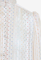 All-Over Stars Belted Silk Blouse
