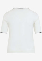 Contrast-Trim Wool Knit Top