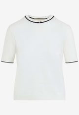Contrast-Trim Wool Knit Top