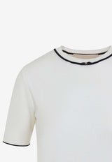 Contrast-Trim Wool Knit Top