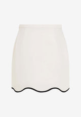 Scalloped-Hem Crepe Couture Mini Skirt