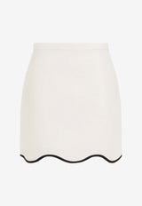 Scalloped-Hem Crepe Couture Mini Skirt