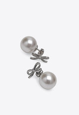 Self-Portrait Crystal Bow Pearl Stud Earrings Silver PF26-604EPR/T_SELF-SL