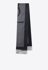Saint Laurent Cassandre Jacquard Silk Scarf Gray 7948613Y009/T_YSL-1261