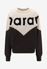 Isabel Marant Etoile Houston Colorblocked Logo Sweatshirt Monochrome SW0006FAA1M08E02FK_FADED BLACK_70014427