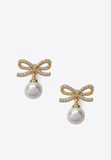 Self-Portrait Crystal Bow Pearl Earrings Gold PF26-600EMET/T_SELF-GD