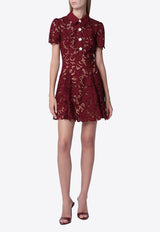 Self-Portrait Floral Lace Mini Shirt Dress Burgundy PF26-111SAPL/T_SELF-BU
