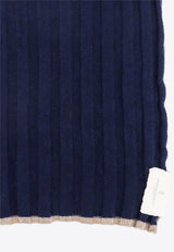 Brunello Cucinelli Ribbed Cashmere Scarf Navy M2240819CU715_NAVYCAMEL_70014658
