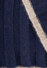 Brunello Cucinelli Ribbed Cashmere Scarf Navy M2240819CU715_NAVYCAMEL_70014658