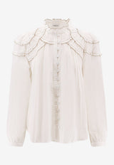Isabel Marant Etoile Christa Ruffled Blouse White HT0681FBB3J04E20WH_WHITE_70013751