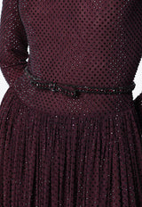 Self-Portrait Rhinestone Embellished Maxi Dress Burgundy PF26-139XPL/T_SELF-BU