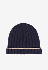 Brunello Cucinelli Ribbed Cashmere Beanie Navy M2240900CU715_NAVYCAMEL_70014883