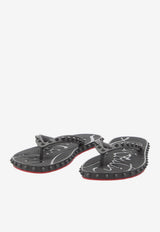 Christian Louboutin Super Loubi Studded Flip Flops Black 1230961-BK01-BLACK
