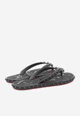 Christian Louboutin Super Loubi Studded Flip Flops Black 1230961-BK01-BLACK