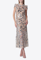 Self-Portrait Sequin Embellished Midi Dress Silver PF26-129MPL/T_SELF-SL