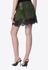 Self-Portrait Crystal Knit Mini Skirt Green PF26-078SKPL/T_SELF-G