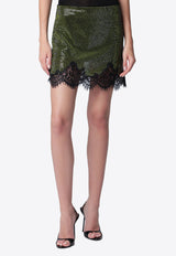 Self-Portrait Crystal Knit Mini Skirt Green PF26-078SKPL/T_SELF-G