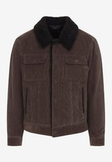 Shearling Collar Corduroy Trucker Jacket
