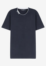 Dolce & Gabbana Ribbed-Trim Crewneck T-shirt Navy G8TW5TFU7EQB0665_BLU SCURISSIMO_70014342