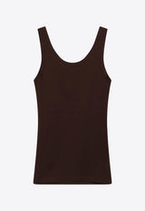 Prada Triangle Logo Ribbed Tank Top Brown 39576LWMO14L0/T_PRADA-F0324