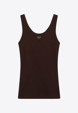 Prada Triangle Logo Ribbed Tank Top Brown 39576LWMO14L0/T_PRADA-F0324