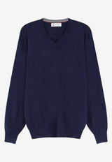 Brunello Cucinelli V-neck Cashmere Sweater Navy M2200162CW425_NAVYGRIGIOMEDIO_70014702