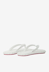Christian Louboutin Super Loubi Studded Flip Flops White 1230961-W222-BIANCO