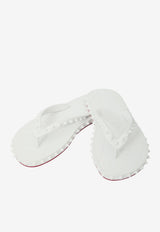 Christian Louboutin Super Loubi Studded Flip Flops White 1230961-W222-BIANCO