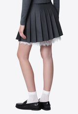 Self-Portrait Lace-Trim Mini Skirt Gray PF26-006SKWO/T_SELF-GR