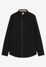 Burberry Check Trim Poplin Shirt Black 8127275136633/T_BURBE-A1189