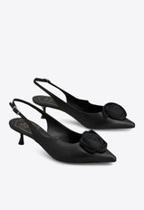 Roger Vivier Rose Vivier 45 Slingback Pumps in Nappa Leather Black RVW54345660VNV/T_ROGVI-B999