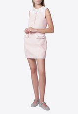 Self-Portrait Bouclé Lace-Collar Mini Dress Pink PF26-002SCPL/T_SELF-P