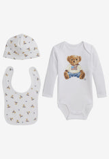 Polo Ralph Lauren Kids Babies Polo Bear Onesie Gift Set - Set of 3 White 320P00760001CO/T_POLOR-WM
