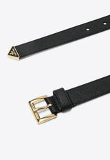 Prada Triangle Logo Saffiano Leather Belt Black 1CC618053/T_PRADA-F0002
