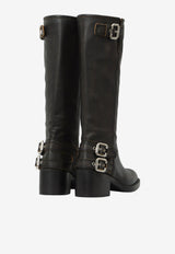 Chloé Dakota 60 Brushed Leather Biker Boots Black CHC25A12ESY--001