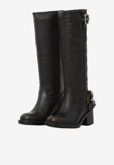 Chloé Dakota 60 Brushed Leather Biker Boots Black CHC25A12ESY--001
