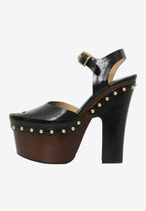 Chloé Meret 155 Leather Platform Sandals Black CH26A20SWF--001